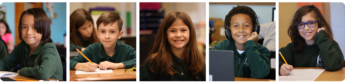 Collage of five individual student portraits